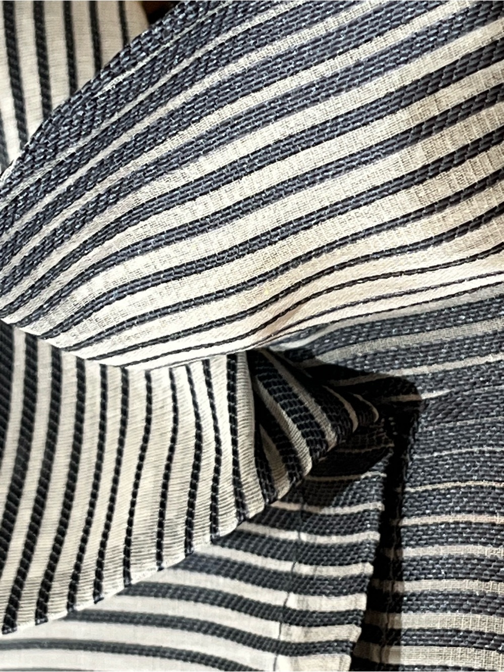 Lafayette 148 New York Sheer Black & Tan Striped Lightweight Silk Shirt-Jacket - Picture 4 of 12